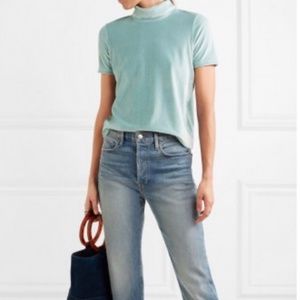 Madewell - Blue Top Velvet with Mock Neck